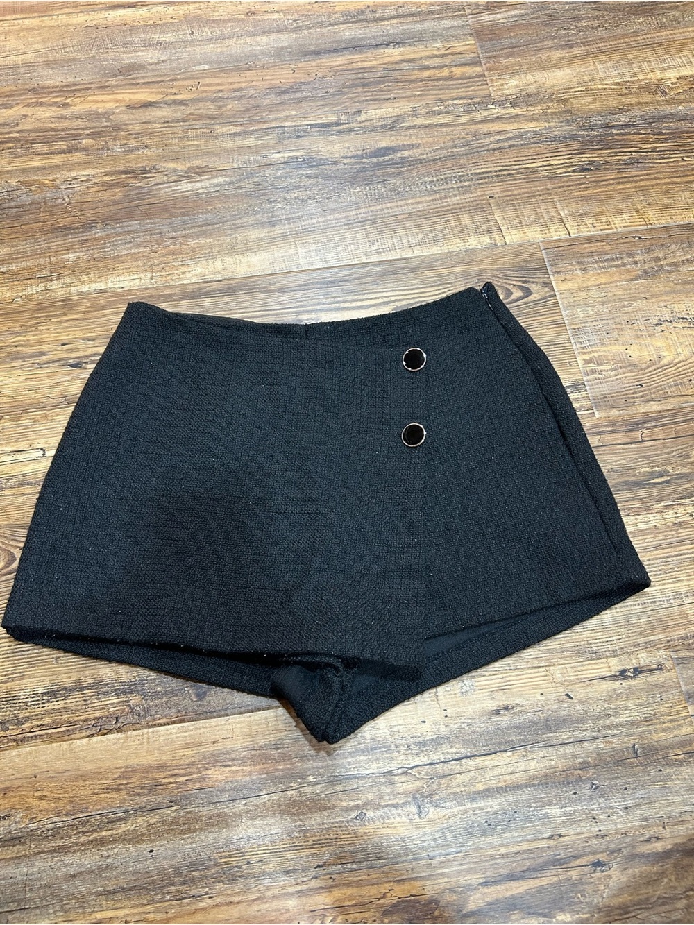 Stoosh Black Tailored Short Skort with Metal Eyelet Accents